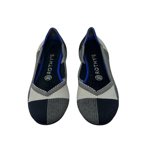 Rothy's The Flat Captoe Black‎ White Plaid Check Retired Ballerina Size 7 - Picture 5 of 14